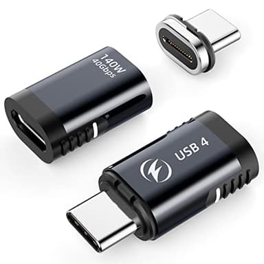 140 W magnetischer USB-C-Adapter, 2er-Pack, gerader USB 4-Magnetanschluss, 40 Gbit/s, unterstützt 8 K bei 60 Hz, Videoanzeige für Thunderboard 4/3, MacBook Pro/Air und weitere Typ-C-Geräte (grau)
