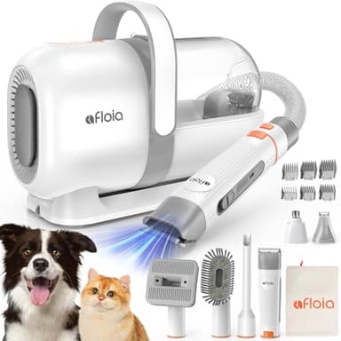 Afloia Hundeschermaschine mit Staubsauger, Profi Haustierpflegeset, leise Schermaschine Hund Katze Tierhaarschneidemaschine, Professioneller Hundehaarschneidemaschine mit 7 Pflegewerkzeugen, 1.5L