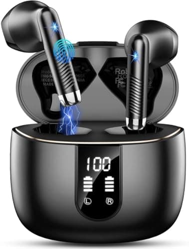 Bluetooth 5.4 Kopfhörer, In Ear Kopfhörer Kabellos Bluetooth 2025 Neu Kabellose Kopfhörer mit 4 ENC Mic, Noise Cancelling Earbuds 56Std Tiefer Bass, IP7 Wasserdicht Sport Ohrhörer, LED-Anzeige,USB-C