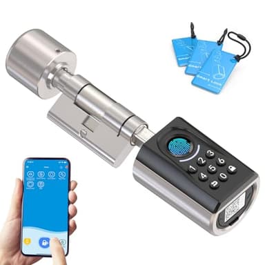 WELOCK Türschloss Fingerabdruck ToucA51,Elektronisches Türschloss Code,mit RFID Karte,APP,WiFi,Fingerabdruck Schloss Haustür IP65,Smartes Türschloss,Schließzylinder für Türen von 30-70mm,Smart Lock