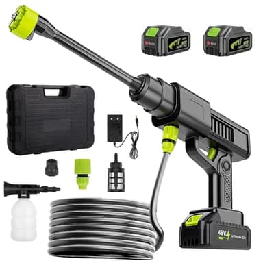 Akku Hochdruckreiniger 45Bar Mobiler Akku Hochdruckreiniger Kompatibel mit Makita 18V Akku, Kabellose Hochdruck Wasserpistole, 6-in-1 Multi-Sprühdüse, 5M Schlauch, 2 x 2000mAh Akku, Tragetasche
