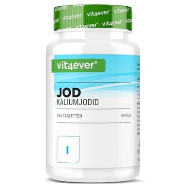 Jod 400µg - 365 Tabletten aus Kaliumjodid - Kalium Jodid für 1 Jahresvorrat - Ohne unerwünschte Zusätze - Hochdosiert - Vegan (365 Tabletten)