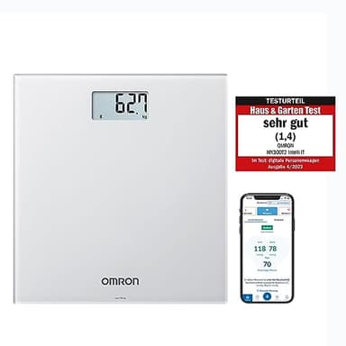 OMRON HN300T2 Intelli IT – smarte, digitale Personenwaage für zu Hause, Körperwaage mit Bluetooth-Anbindung an Smartphone-App