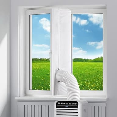 300CM Abdichtungsset Fensterabdichtung für Mobile Klimageräte，Energieeffizient Hot Air Stop zum Anbringen an Fenster，Klimaanlagen&Wäschetrockner,Mobile Ablufttrockner, weiß, bohrfrei