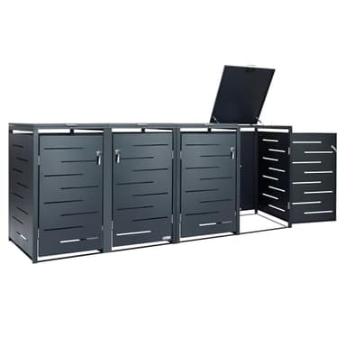 Zelsius Edelstahl Mülltonnenbox 4 Tonnen | 120-240 Liter | Anthrazit RAL 7016 | inkl. Erweiterungsmöglichkeit | Garten Müllhaus, Mülltonnenbox 4er, Aufbewahrungsbox für Mülltonnen