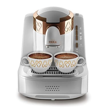 Arzum Okka Türkischer Kaffeemaschine, Vollautomatisch, 3 Tassen Größen, Selbstreinigungsfunktion, 950 ml Wassertank, Überschutzsensor, Kompaktes Design, Weiß