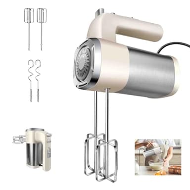 Elektrischer Handmixer – Handrührer - Mixer Handrührgerät – Hakenentriegelung – Rührgerät mit Turbotaste - Küchenmixer 5 Geschwindigkeiten - Rührmixer Edelstahl