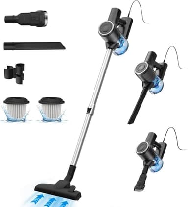 Vexilar C6 Staubsauger mit Kabel, 600W/28kPA Vacuum Cleaner, Leicht 5-in-1 Staubsauger mit 7m Kabellänge, 800ml Staubbehälter, Stielstaubsauger mit Kabel für Boden, Teppich, Haare