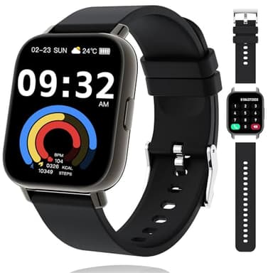 Vtkp Smartwatch Herren Damen，2024 Neue 2" HD Touchscreen Fitnessuhr mit Telefonfunktion,110+ Sportmodi IP68 Wasserdicht Sportuhr mit Herzfrequenz Schlafmonitor Schrittzähler-Schwarz