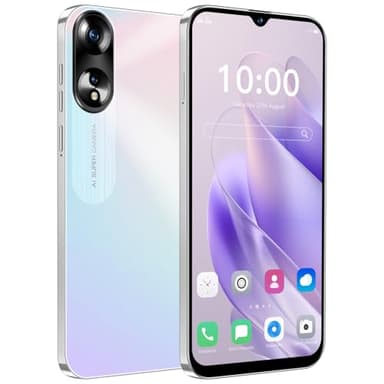 JoyHandy 4G Dual SIM Handys, 32GB ROM 128GB Erweiterung, 6.3'' Billiges Smartphone mit 4500mAh Batterie, 15MP+8MP Dual Kamera, Gesicht entsperren, GPS (Light Blue)