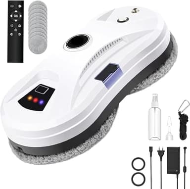 Fensterputzroboter, 5600Pa Elektrischer Fensterreiniger mit Sprühfunktion, Fernbedienung, Intelligentes Kantenerkennungssystem, Automatischer Fensterroboter für Innen- und Außenfenster (Weiß (A))