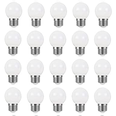 2W E27 G45 LED Warmweiß Glühbirne Beleuchtung Leuchtmittel, 200Lumens, Wasserdichte Lichterkette für Innen und Außen Bereich Urlaub Party Dekoration, AC 220-240V, 20 Stück [Energieklasse B]