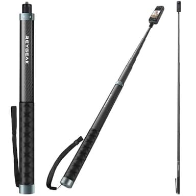 REYGEAK Unsichtbarer Selfie Stick für Insta360 X5, 118 Zoll/300cm Langer Selfie-Stab mit 1/4 Schraube, wasserdichtes Carbonfaser-Verlängerungs-Einbeinstativ für Insta360 X4/X3/X2/ONE/ONE RS/ONE