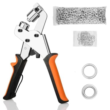 Senmai Tools Ösenzangenset mit Ösen (300 pcs 10 mm Durchmesser), magnetische Ösenpresse für PVC-Banner, Planen, Kartonagen. Professionelle Ösenpressen, Ösenzangen, Ösen aus Metall.