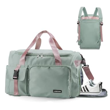 Feelhap Sporttasche Damen Herren 42L Reisetasche Groß Sporttasche Rucksack mit Schuhfach Nassfach Sportrucksack Wasserdicht Trainingstasche Weekender Travel Duffle Bag mit Rucksack für Herren Damen