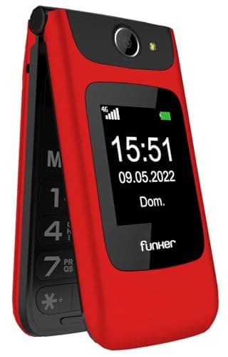 Funker Seniorenhandy 4G mit Klappdeckel C200 Comfort, große Tasten, einfache Bedienung, SOS-Taste, USB-C, Farbe Rot