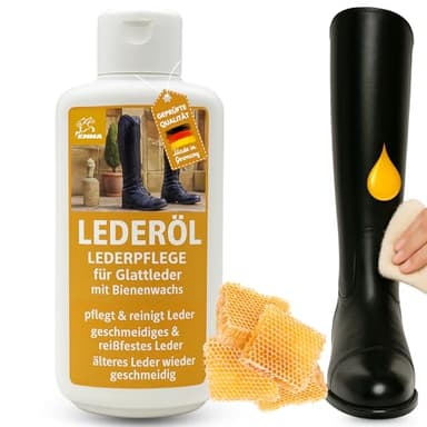 Lederöl farblos I Lederpflege mit Bienenwachs 0,5ml Lederöl Schuhe Auto Ledercouch Sofa Couch Sattel Pferd I Lederfett reinigt und pflegt Glattleder I Sattelfett Leder farblos für Lederpflege Pferd