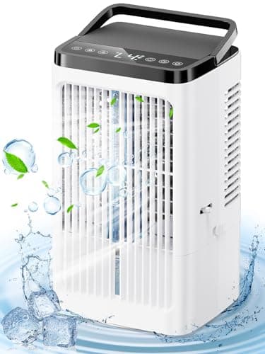 Mobile Klimaanlage, 1500ML-Ventilator, 4 Geschwindigkeiten, 7-farbige LED-Beleuchtung, 2 Sprühfunktionen und 1-8-Stunden-Timer – ideal für Schlafzimmer und Büros