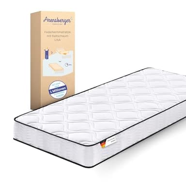 Arensberger Lisa Matratze 180x200 cm Höhe 19cm Ergo | Federkernmatratze mit Kaltschaum und 7-Zonen | Härtegrad H2/H3 | Taschenfederkern | 180x200cm Rollmatratze punktelastisch