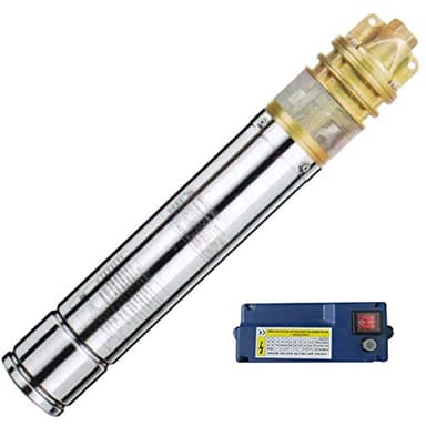 AT- 3" Brunnenpumpe 750W-1 mit 15 m Kabel Edelstahl-Tiefbrunnenpumpe mit Messing-Laufrädern und max: 5,7 bar, 3000l/h bei 7 m