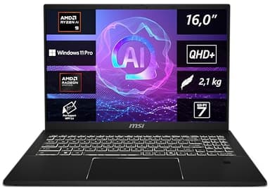 MSI Summit A16 AI+, Business Laptop, Copilot+ PC, 16,0" QHD+, AMD Ryzen AI 9 365 Prozessor, 32 GB LPDDR5X-7500 RAM, 1 TB, AMD Radeon 880M, Windows 11 Pro, QWERTZ Tastatur, A3HMTG-035