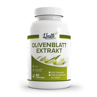 Health+ Olivenblattextrakt - 120 Kapseln mit 200 mg Oleuropein, starkes Antioxidans, vegane Olivenblatt-Extrakt Kapseln, Made in Germany