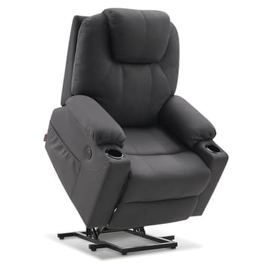 M MCombo Fernsehsessel mit Aufstehhilfe Elektrisch, Relaxsessel mit Liegefunktion bis 140°, Massagesessel mit Wärmefunktion, Knopf & Fernbedienung Verstellbar, mit USB, 7040 (Mikrofaser, Dunkelgrau)