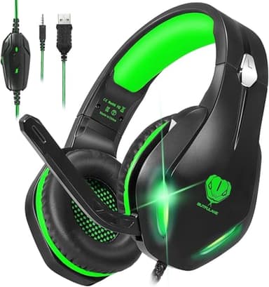 Stynice Gaming Headset mit Mikrofon für Xbox One / PS4 / PS5 / PC - Stereo Surround Kopfhörer mit Kabel und LED - Noise Cancelling Gamer Headphones