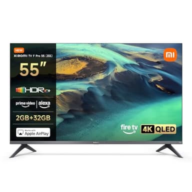 Xiaomi F Pro, 55 Zoll (140 cm), 4K UHD QLED, Smart TV, Fire TV, Triple Tuner DVB-C/S/S2/T/T2, HDR10+, Game Boost mode 120Hz, MEMC, Sprachsteuerung mit Alexa, 2GB+32GB, Kompatibel mit Apple AirPlay