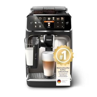 Philips Serie 5400 Kaffeevollautomat – LatteGo Milchsystem, 12 Kaffeespezialitäten, Intuitives Display, 4 Benutzerprofile, Chrom (EP5447/90)