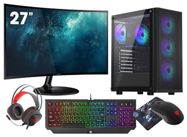 VIST Gaming PC Komplett Set Ryzen 7 5700X RTX 5060 32GB SSD 1TB WiFi 27" W11