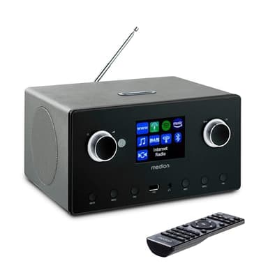 MEDION P85444 2.1 Internetradio mit Subwoofer (DAB+, UKW Radio, Spotify Connect, WLAN, Bluetooth, Streaming, Equalizer, Farbdisplay, USB, AUX, Wecker, Schlummerfunktion, Sleep Timer) Titan