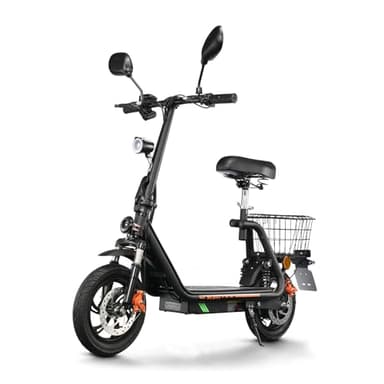 TWOFISH E Scooter mit Straßenzulassung(EEC), 12 Zoll Elektroroller für Erwachsene, mit 48V 13Ah Akku, 120 kg Tragkraft 30 km Reichweite Scheibenbremsen für den Stadtverkehr, M5 PRO E (schwarz)