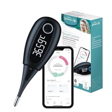 Beurer OT 30 BasalControl Smart, Basalthermometer zur Zykluskontrolle, mit Ovy Zyklus-App für hormonfreie Verhütung oder als Kinderwunsch-Unterstützung zur natürlichen Familienplanung, mit Bluetooth