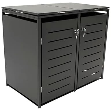 DEGAMO Mülltonnenbox 2-er Mülltonnenhaus KÖLN für 2X Tonnen 120 und 240 Liter, Stahl verzinkt, Farbe anthrazit