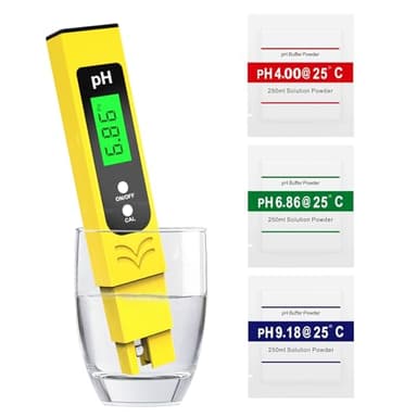 Shiptree PH Messgerät Hochpräzision (± 0.01),Water Tester, pH Wert Messgerät Pool mit Blau Hinterleuchtetem LCD-Display & Automatischer Temperaturkompensation, für Trinkwasser/Poolwasseranalyse (Gelb)