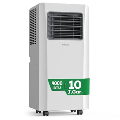 Kresico Mobile Klimaanlage 9000 BTU, Klimaanlage mobil mit Abluftschlauch, Mobiles Klimagerät mit Abluftschlauch für Räume bis zu 33m²/90m³, Klimagerät mit Timer, Fernbedienung, weiß