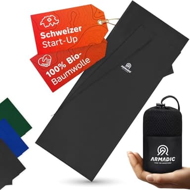 Armadic Hüttenschlafsack aus 100% Bio-Baumwolle mit Reißverschluss (nur 380g) - Ultra leicht, klein und dünn. Reiseschlafsack, Schlafsack Inlett I Ideal für Backpacking, Hostels und Berghütten (Grau)