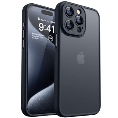 CANSHN Upgrade für iPhone 15 Pro Hülle mit Kameraschutz (TOP Militärschutz) Minimalistische Transluzente Matte Schutzhülle Extrem Haltbarkeit Hülle iPhone 15 Pro Case Stoßfest, Schwarz