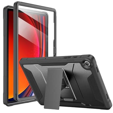 Soke Hülle für Samsung Galaxy Tab A9 Plus 2023 mit Eingebautem Bildschirmschutz und Ständer, Robuste Ganzkörper-Schutzhülle für Galaxy Tab A9+ 11 Zoll Tablet [SM-X210/X216/X218]，Schwarz