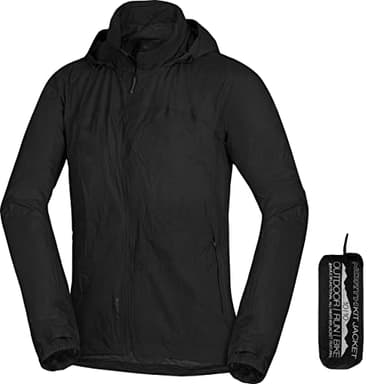 NORTHFINDER Ultraleichte Regenjacke Herren Wasserdicht Atmungsaktiv | Fahrrad Regenjacke Herren Laufjacke Ultraleicht | Windjacke Regenjacke Zusammenfaltbar | Packable Rain Jacket Black L