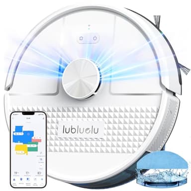 Lubluelu Saugroboter mit Wischfunktion 3-1, 4500Pa Staubsauger Roboter mit Lasernavigation, Roboterstaubsauger SL68 mit Anti-Siphon-Technologie, 150 Min Laufzeit, APP Steuerung, 24 No-Go Zonen (Weiß)