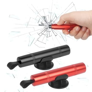 ZUYIST 2 Stück Nothammer Auto mit Gurtschneider, Multifunktional Gurtschneider Notfallhammer Tragbarer Sicherheitshammer Auto Hammerdex Glasbrecher Rescue Tool fürs Auto, Bus Schwarz und Rot