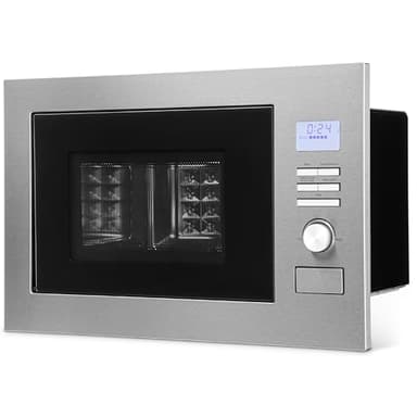Bomann® 3in1 Einbau Mikrowelle mit Grill und Heißluft | Microwave mit 25L Garraum | 8 Automatikprogramme | Auftaufunktion | inkl. Grillrost und Drehteller (Ø 27 cm) | 900W | MWG 3001 H EB Edelstahl