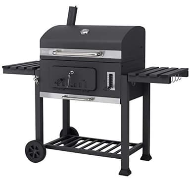 tepro Toronto XXL, Holzkohlegrill/Grillwagen, Grillfläche: ca. 71,5 x 46 cm, Edelstahl-Griff, Thermometer und höhenverstellbarer Kohlebene, Kaminanzug und Kohleklappe, Maße ca. 152 x 73 x 137 cm