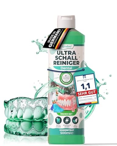 Qindoo Dental Ultraschallreiniger Gebiss Prothesenreiniger für Dental Zahnprothesen, Zahnersatzreinigung, Zahnschiene im Ultraschallgerät (500 ml)
