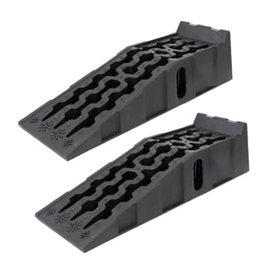 TRUTZHOLM 2 x Auffahrrampe mit Überfahrstopper 90,8x28x22 cm hochbelastbar 5t Traglast Kunststoff Auffahrkeil Wohnmobil PKW SUV rutschfeste Rampe für jeden Untergrund Kunststoff schwarz