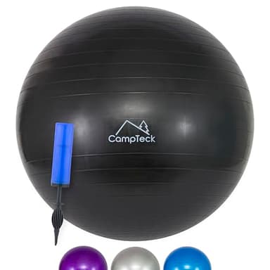 CampTeck U7289 Unisex Gymnastikball 65cm mit Handpumpe für Yoga, Fitness, Fitnessstudio, Pilates - Schwarz