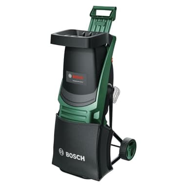 Bosch Akku-Häcksler UniversalShredder 2x18V-25 (gehärtete Stahlmesser, schneidet Äste bis 25 mm, bürstenloser Motor, OptiCut Drehzahlregelung, Schnelleinlauftrichter, Stößel inklusive, onhe Akku)