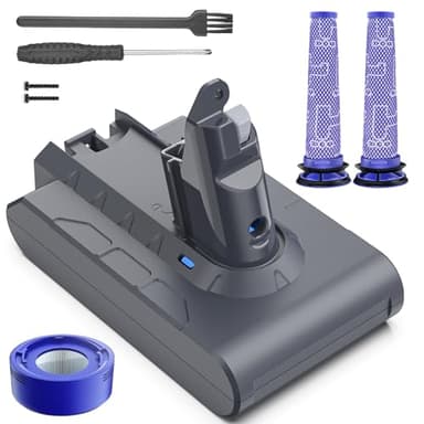 Keeenstone 8000mAh Akku für Dyson V6 DC62, Ersatzakku für Dyson DC58 DC59 DC61 Animal DC72 DC74 SV03 SV05 SV06 SV07 SV09 Staubsauger + 3pcs Filter